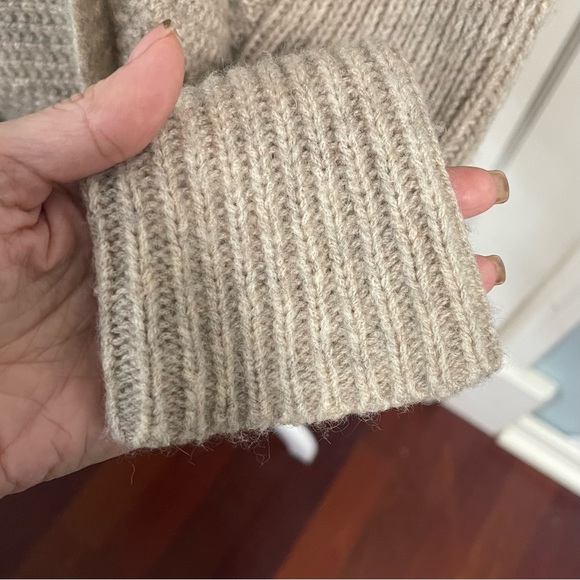 Eileen Fisher Camel and Merino Cardigan Size Large Open Front Waterfall Tan - Picture 4 of 11